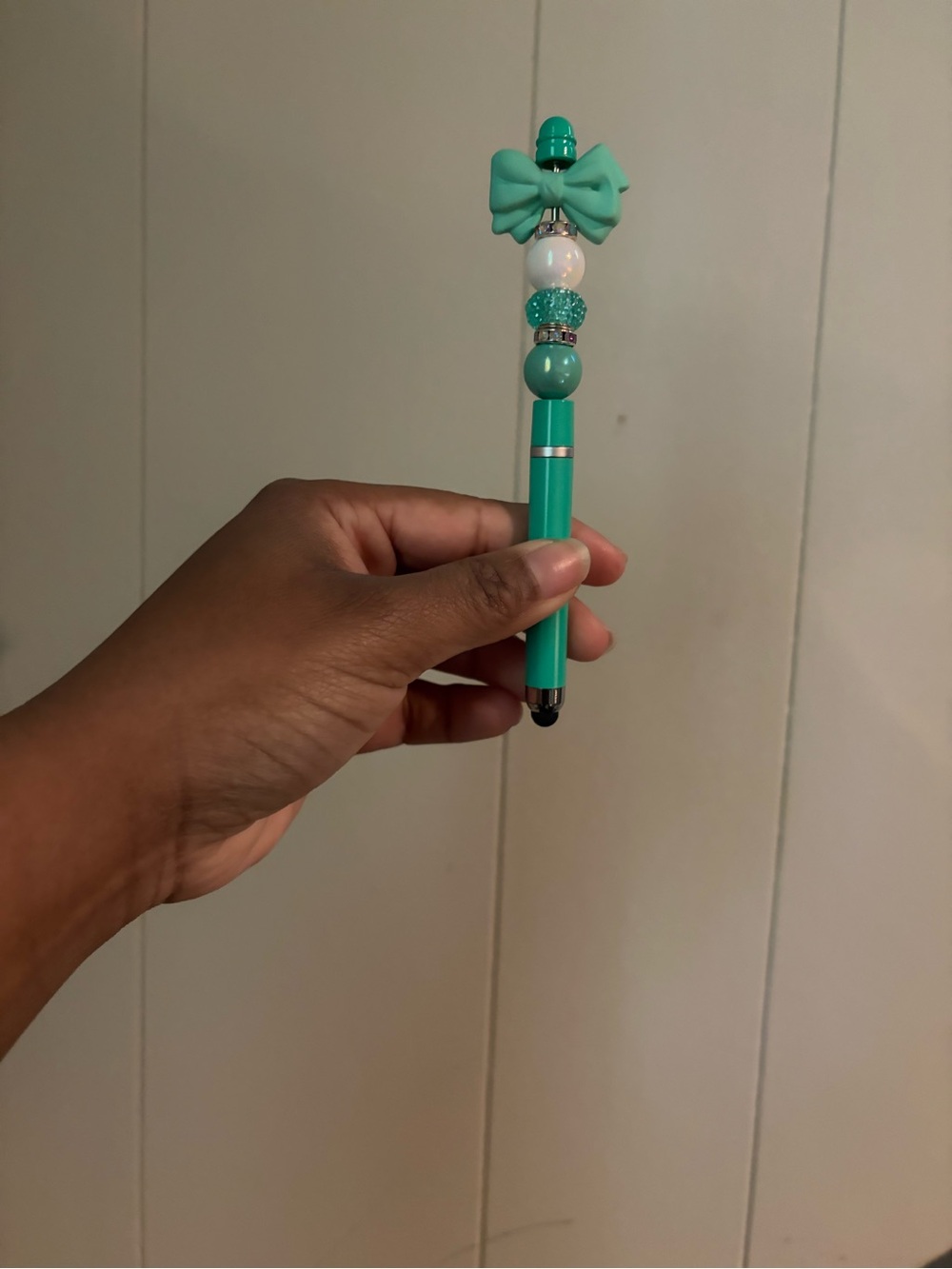Teal Bow Bead Stylus Pen - Kids Toy